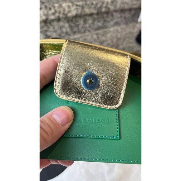 SARA BATTAGLIA GOLD PLISSE MINI KELLY BAG - Picture 10 of 11